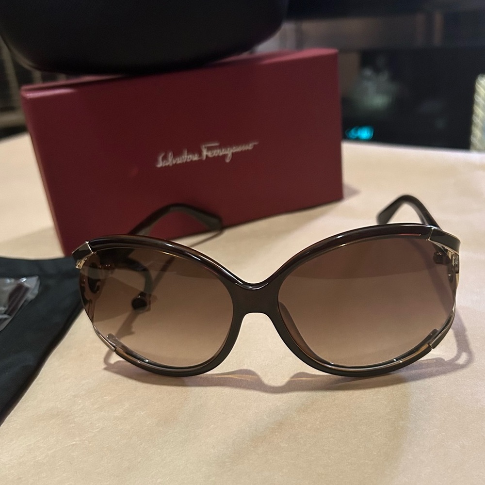 Salvatore Ferragamo Oval Oversized Classic Sunglasses - Picture 4 of 7